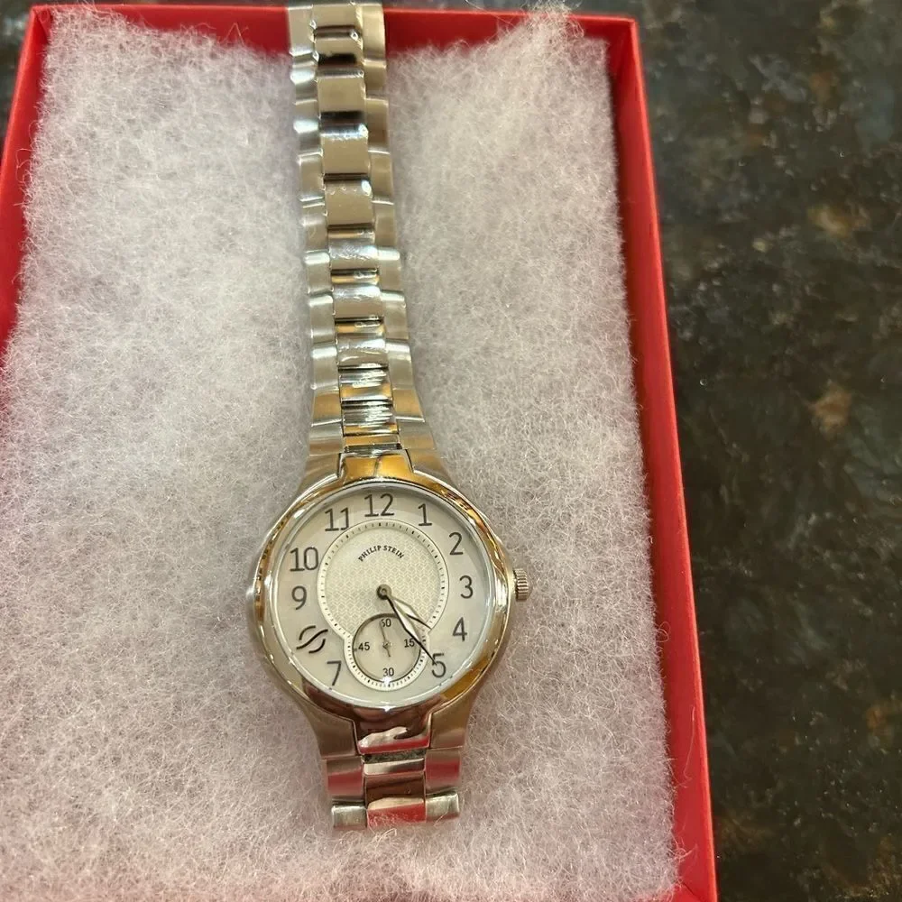 Women’s Philip stein mother of pearl face stainless steel watch 35 mm